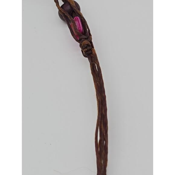 Tribal Plum Purple Artisan Tagua Nut Wrapped Bead Necklace Button Toggle Closure - Picture 15 of 16